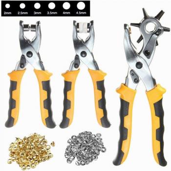 3-in-1 Leather Craft Tool Kit with Hole Punch and Grommet Setter