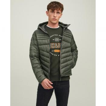 Puffer Jacket Verde Jack & Jones: Chaqueta Hombre con Capucha y Aislamiento
