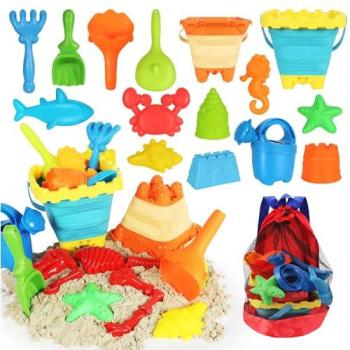 Toddler Beach Adventure Pack – Collapsible Bucket + Watering Can + Sand Molds