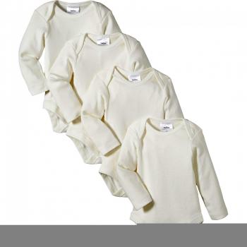 Twins Unisex Baby Organic Cotton Bodysuit, Longsleeve, 4-Pack