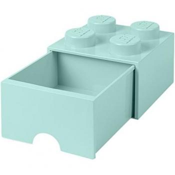 Cassettiera Mattoncino Lego 4 Bottoni, 1 Cassetto, Cassa Portaoggetti Impilabile, 4.7 L