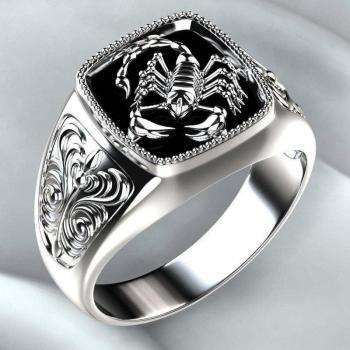 925 Silver Men's Embossed Scorpion Ring