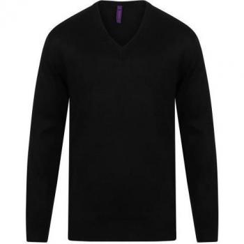 Pull V Col en Acrylique Homme Henbury L Noir