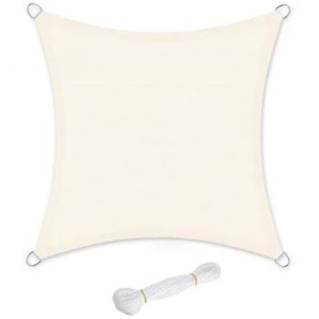 Voile d’ombrage carré 5 x 5 m HDPE – protection UV et perméabilité à l’eau, beige