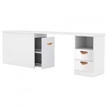 Bureau MueMue Cuir Blanc Rangement 76,5×202×45 cm