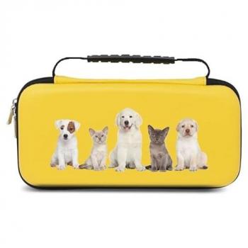 Étui Switch Lite Jaune avec Design Chien Labrador et Chat