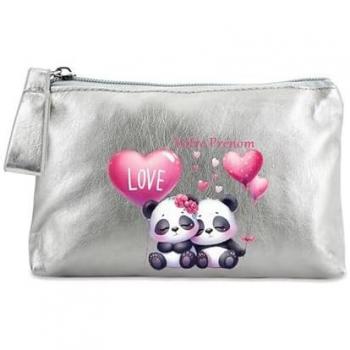 Porte-monnaie argent « Panda Love » sur mesure