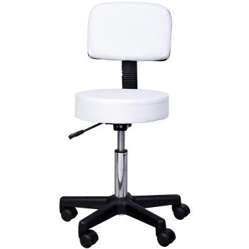HOMCOM Drehhocker mit Lehne höhenverstellbar Weiß Φ35 x H72-84 cm