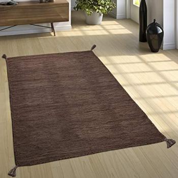 Tappeto Kelim 100% Cotone Lavorato a Mano 200x290 cm Mélange Marrone