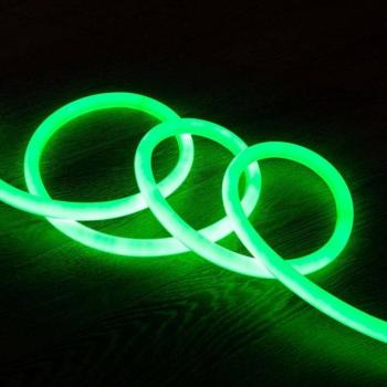TechBrey Neon Flexible 360° Ronde Luminosité Réglable 120 LEDs/m, 220V AC, Vert, IP67, Taille Personnalisée, Découpe à chaque 1 m, Longueur 6 m