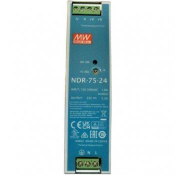 MW NDR-75-24 MeanWell Trasformatore Rotaia 24 V 75 W 3,2 A DIN Rail
