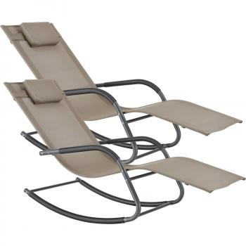 Caracena Tumbonas Meca 2x – Acero con Tapizado Beige