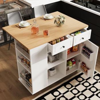 Étagère de Cuisine avec Tables Pliantes 120x42x91,5cm