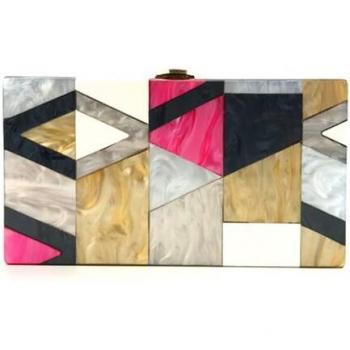 Pochette de soirée en acrylique coloré avec chaîne MN1676
