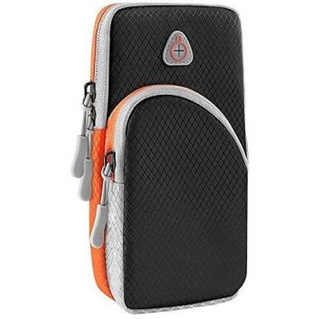 Black Water-Resistant Phone Holder with Two Pockets