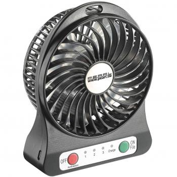 PEARL Mini Akku Lüfter: 2in1 Tischventilator mit integrierter LED-Leuchte, 1.300 mAh