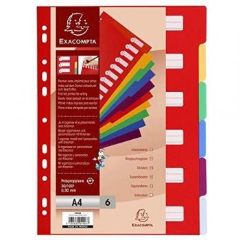 Exacompta Multipurpose A4 Polypropylene Dividers 4906E
