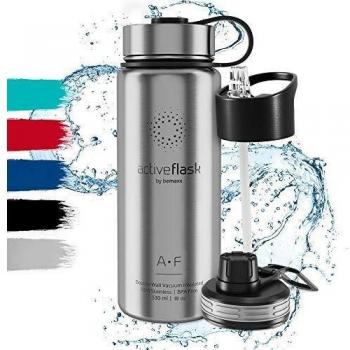 Double Walled Water Bottle with Straw