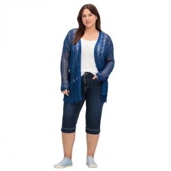 Caprijeans SHEEGO Große Größen, Damen, Gr. 58, Normalgrößen, dunkelblau denim