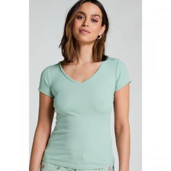 Hunkemöller Pyjama Couleur Verte en Jersey Côtelé