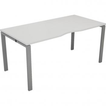 1 Person White Bench Desk with Silver Frame