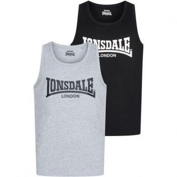 Black/Marl Grey Averham Tanks (Lonsdale) – 2-Pack Jersey Blend