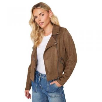 Veste Suédine Marron Style Biker Petite PixieGirl