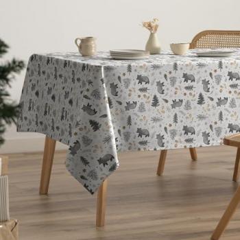 Mantel Rectangular Antimanchas de Algodón para Navidad 160x100 cm