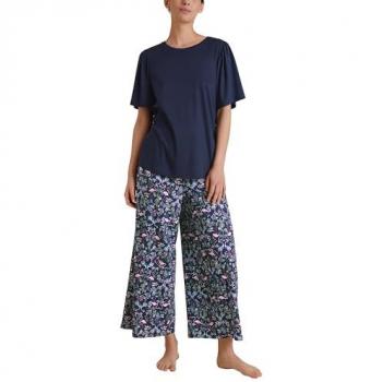 CALIDA Capri-Pyjama Flamingo Dreams – Damen 2‑teiliges Set, XS, Blau