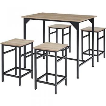Edinburgh Bistro Table Set with 4 Bar Stools