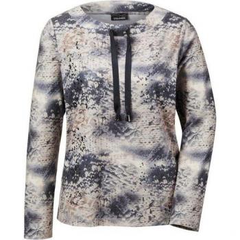Beige Druckshirt mit Strickoptik