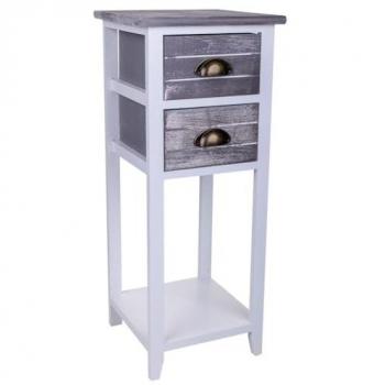 WANDERLUST DECO Mesita de madera blanca 30x30x73