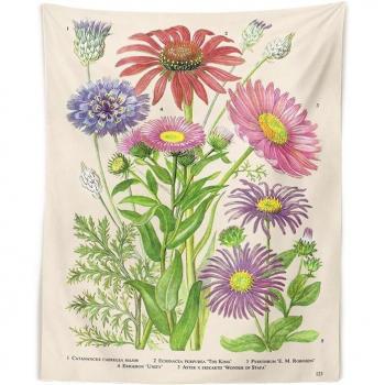 Tapiz de Pared con Diseño Floral Vintage, Decoración Psicodélica