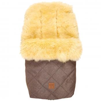 Lammfell Fußsack Nelly, medizinisches Lammfell, braun melange