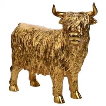 Angus Highland Cow Ornament – Golden Finish, Large Size
