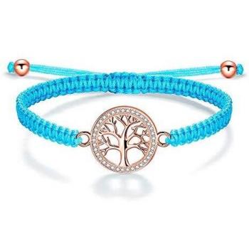 Bracelet artisanal Arbre de Vie : tressé à la main, fil or rose, 16+8 cm