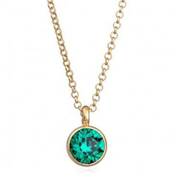 Collana con Ciondolo Solitario in Argento Sterling 925 e Cristallo Placcato Oro