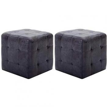 VidaXL Grey Faux Suede Cushion Pouffes – 2×30cm³