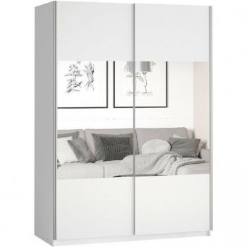 Armario Austin 120 Blanco de 210x120x61cm con Puertas Deslizantes y Espejo