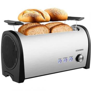 Steinborg 4‑Scheiben Toaster, Brötchenaufsatz, 1400 W