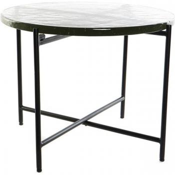 Table d'appoint en métal noir et verre (50 x 50 x 42 cm)
