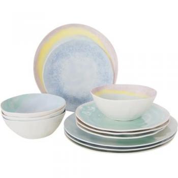 Lot de vaisselle en mélamine pastel Barfleur (12 pièces) – BoCamp