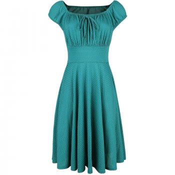 Noche de Gato Negro – Vestido Rockabilly Voodoo Vixen en Petróleo (XS-4XL, Tessy Green)