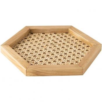 Rechteckiges Rattan Tablett für Schlüssel