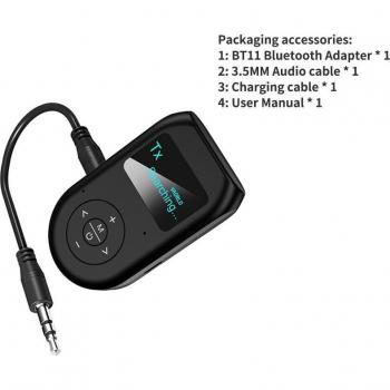 VAORLO Wireless Stereo Adapter 2 In 1 with LCD Display for Audio Devices