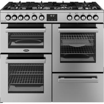 Belling CookCentre 100DF Dual Fuel Range Cooker – 444411800 Series, Stainless Steel
