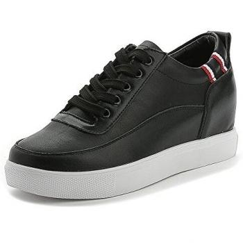 Rismart Femme Baskets Romantiques Talon Caché Décontractées Cuir Noir 39 EU