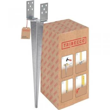 Support de poteau U réglable jusqu’à 140 mm – Douille de sol TRIBECCO – Ancrage en acier 700 mm