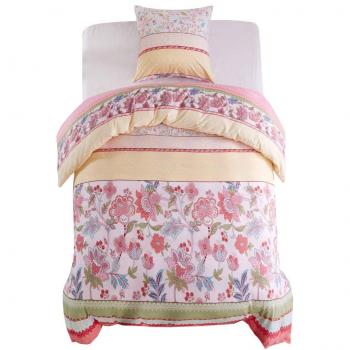 Set di Copripiumini rosa floreale e strisce 140x200 cm – VidaXL