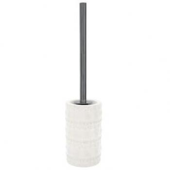 Brosse WC avec support en porcelaine blanche relief